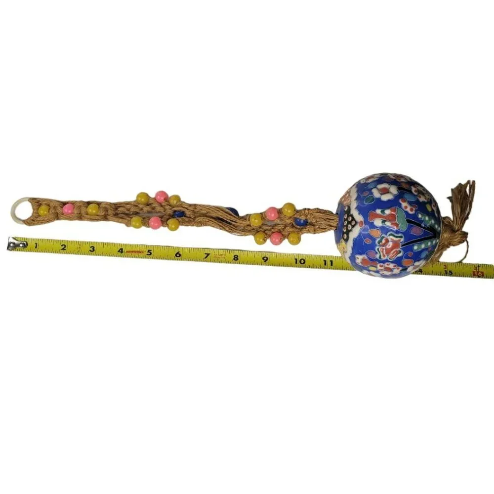 Macrame Twine Ceramic Ornament‎ Large Ball Beaded Christmas Spring Hanging Decor